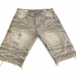 Men's Distressed Washed Tan Jean Shorts